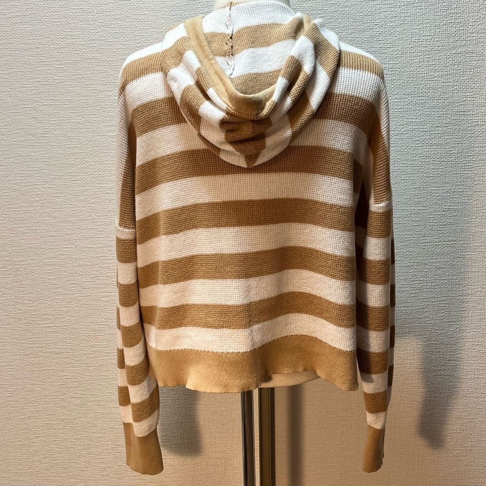 NWOT Michael Michael Kors Tan & White Striped Hoodie (Lg) - Picture 7 of 11